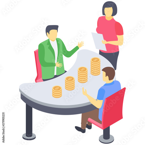 
Icon of table talk isometric design.
