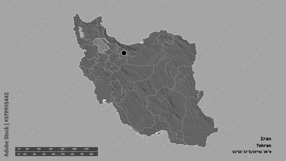 Location of Zanjan, province of Iran,. Bilevel