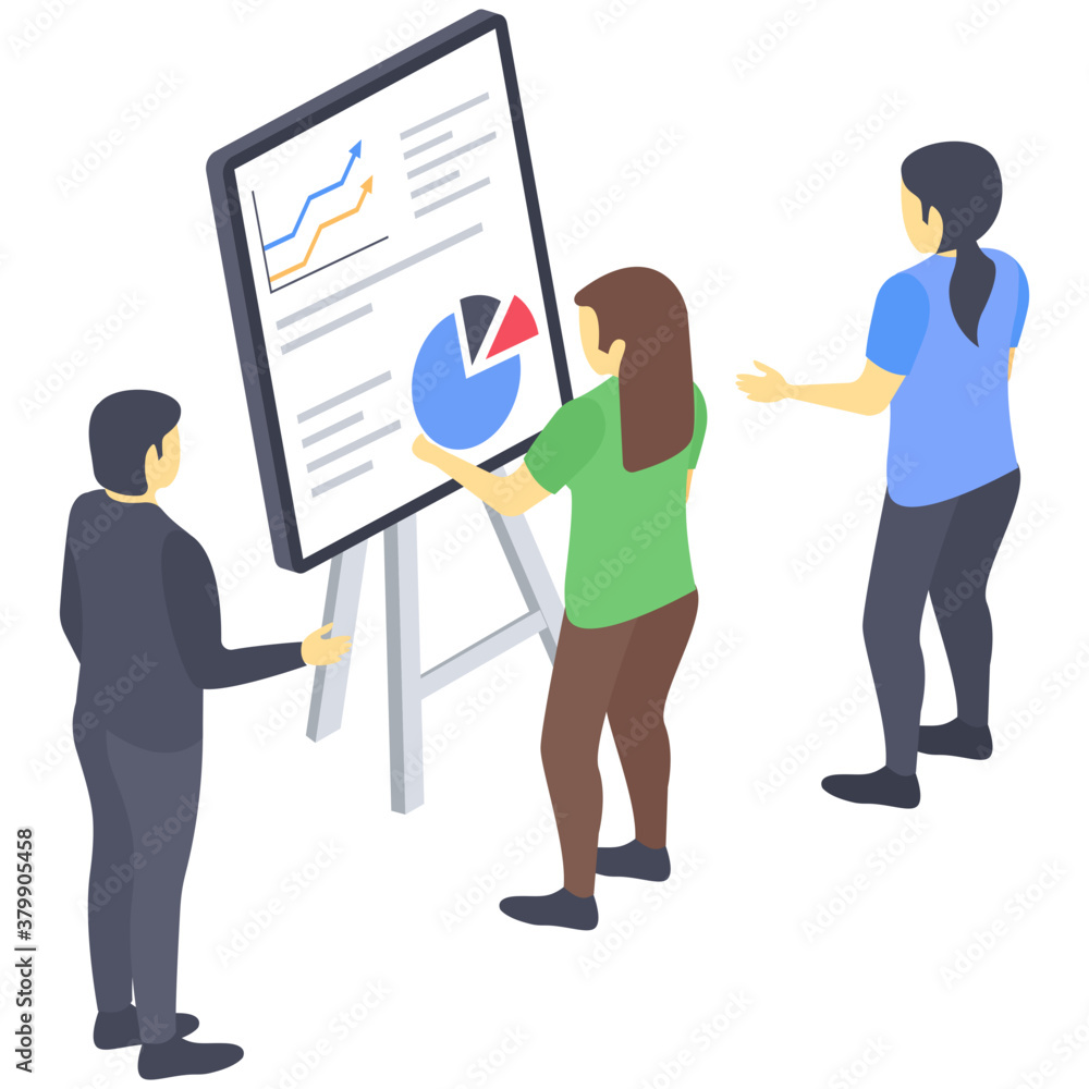 Isometric design of business presentation icon.
Isometric design of business presentation icon.