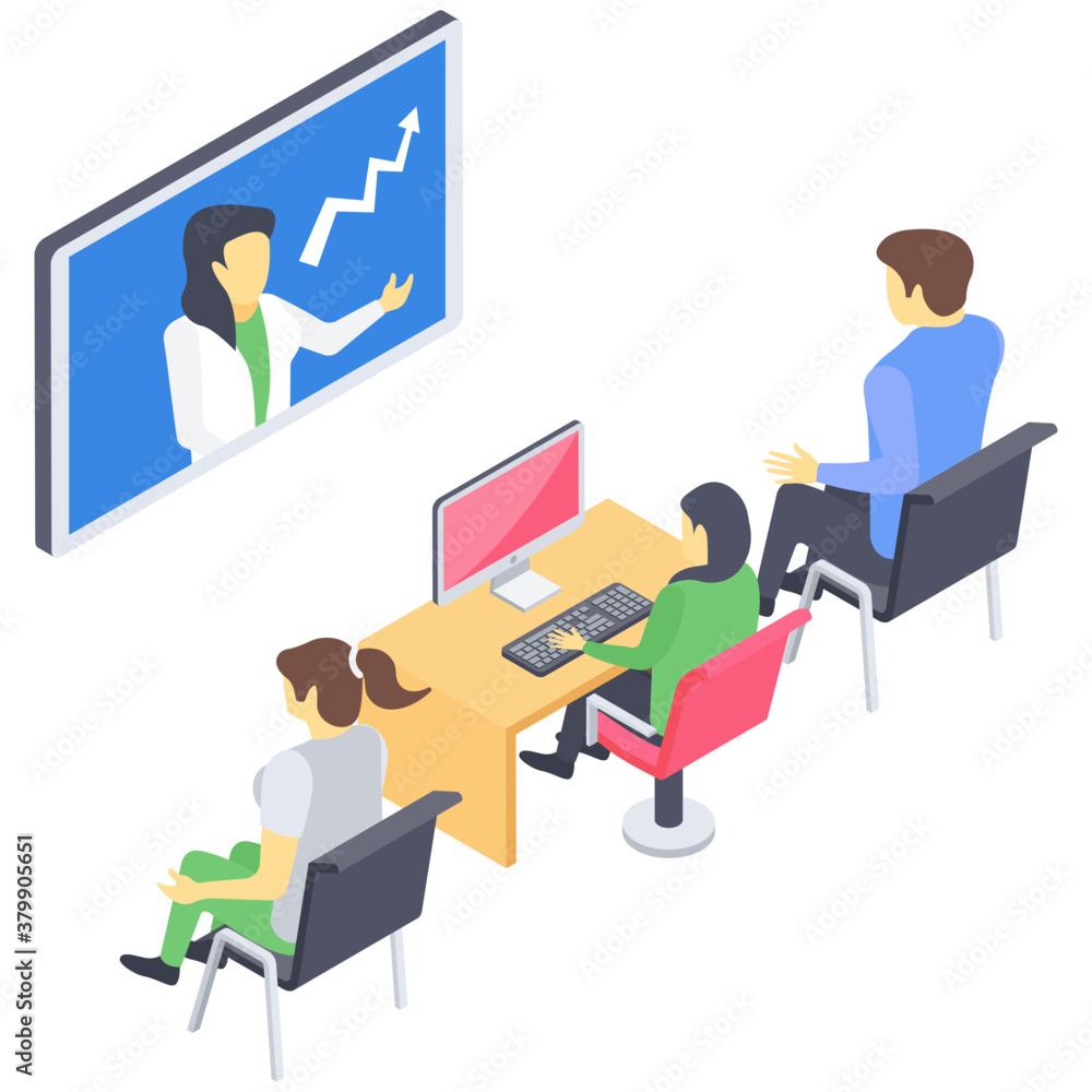Isometric design of business presentation icon.
Isometric design of business presentation icon.