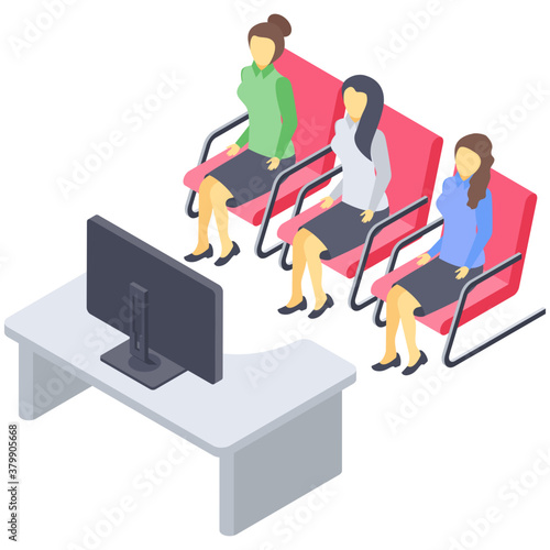 
Icon of table talk isometric design.
