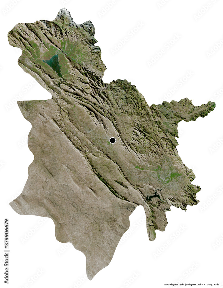 Obraz premium As-Sulaymaniyah, province of Iraq, on white. Satellite