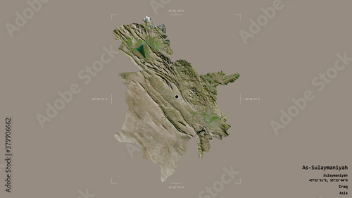 As-Sulaymaniyah - Iraq. Bounding box. Satellite