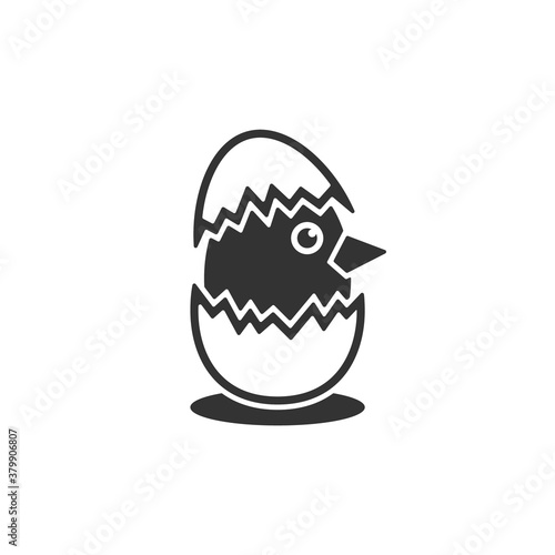 Chick hatched from egg, vector isolated icon.