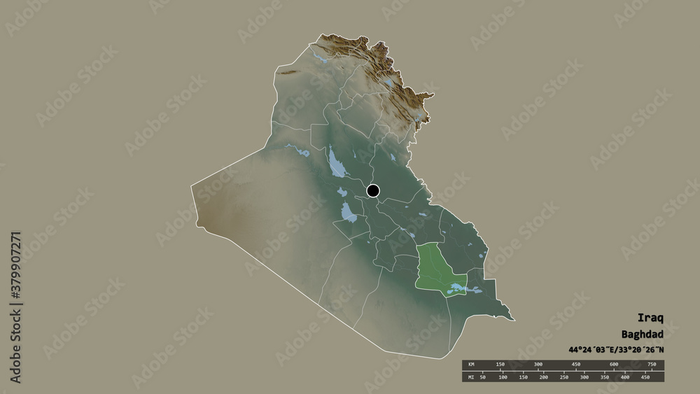 Location of Dhi-Qar, province of Iraq,. Relief