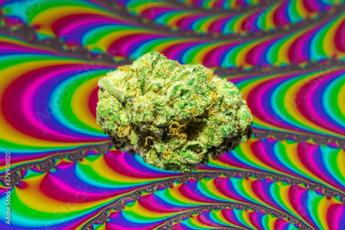 Marijuana Bud with Trippy Background photo