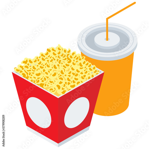 
Popcorn icon in isometric design 
