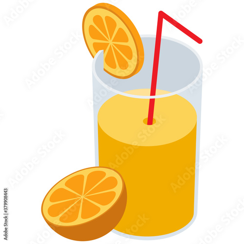 
Orange juice icon in isometric design 
