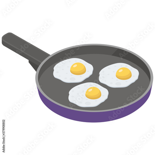 
Fried eggs icon in isometric design 
