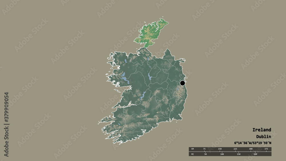 Location of Donegal, county of Ireland,. Relief Location of Donegal, county of Ireland,. Relief