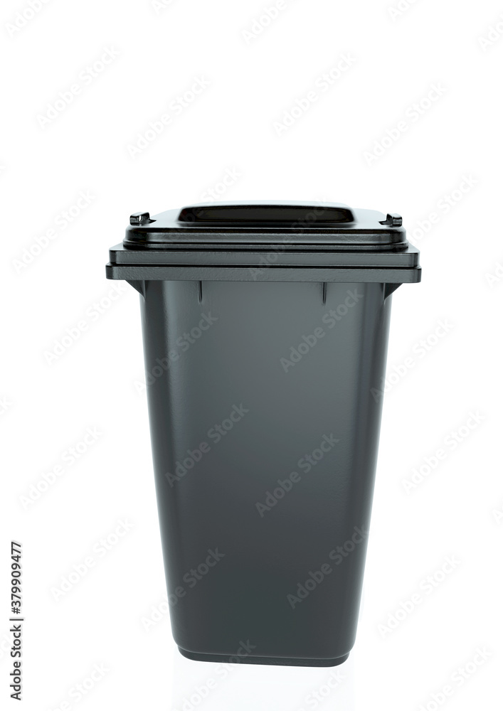 black garbage can on white background - 3D Rendering black garbage can on white background - 3D Rendering