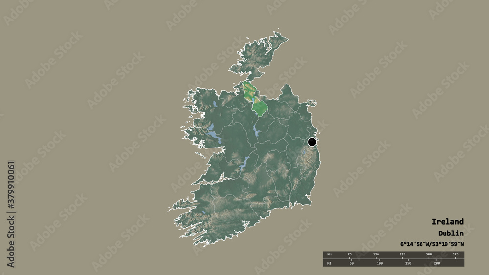 Location of Leitrim, county of Ireland,. Relief