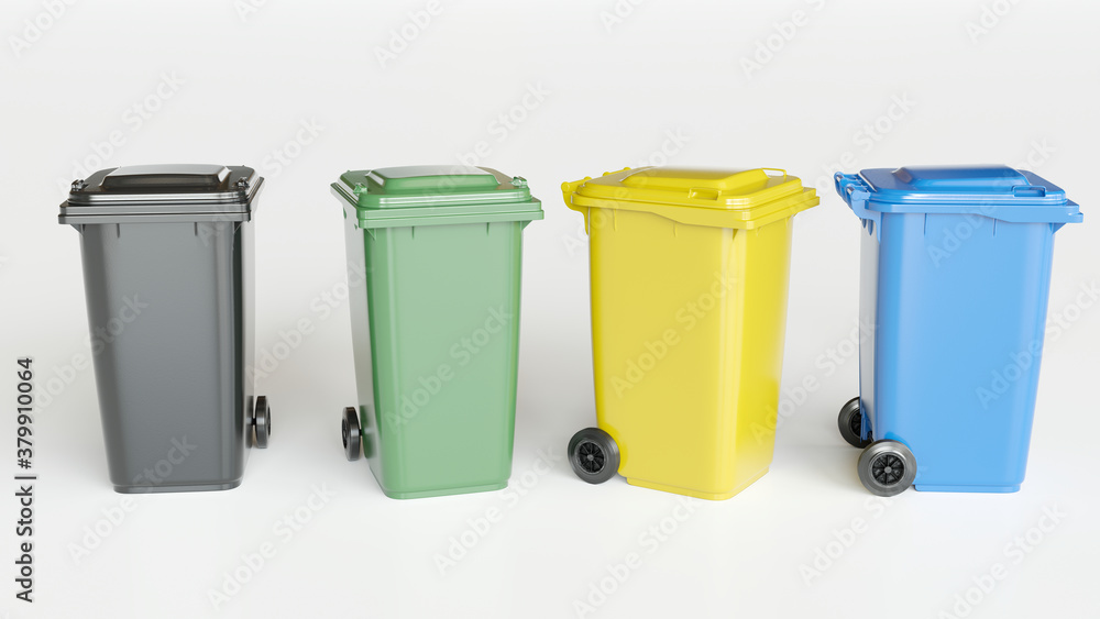 Garbage cans on white background - 3D Rendering Garbage cans on white background - 3D Rendering