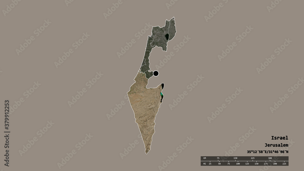 Location of HaDarom, district of Israel,. Satellite