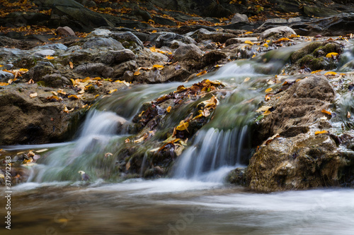 Waterfall Kosyvskiy Huk in the Carpathian mountains  Ukraine