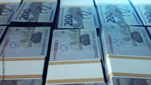 Packs of Brazilian Real Money - Banknotes 200 Reais Dinheiro Notas photo