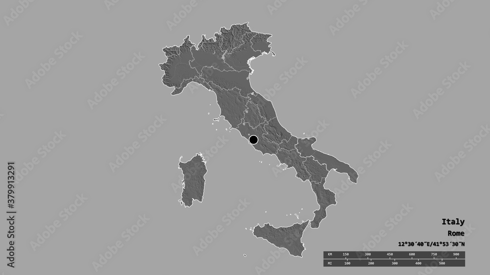 Location of Apulia, region of Italy,. Bilevel