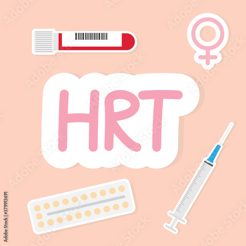 HRT (Hormone Replacement Therapy) acronym concept- vector illustration