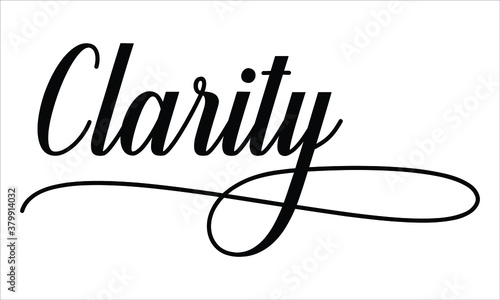 Clarity Script Cursive Calligraphy Typography Black text lettering Script Cursive and phrases isolated on the White background for titles and sayings