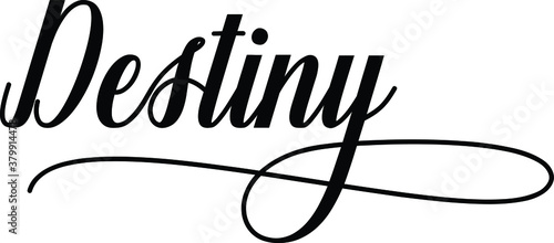 Destiny Script Cursive Calligraphy Typography Black text lettering Script Cursive and phrases isolated on the White background for titles and sayings