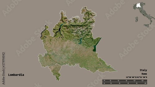 Фотография Lombardia, region of Italy, zoomed. Satellite