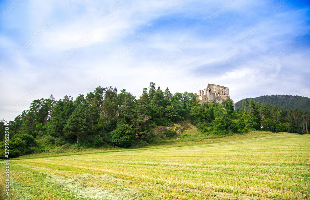 Slovakia castles. Castle Likavka. Europe. Holiday in Slovakia. Historic architecture. 