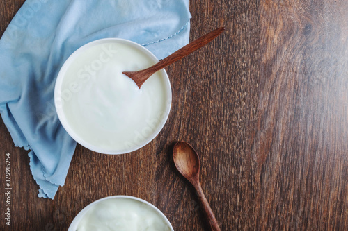 Fresh natural yoghurt for health