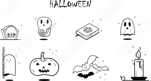 Halloween silhouette character set collection for celebration