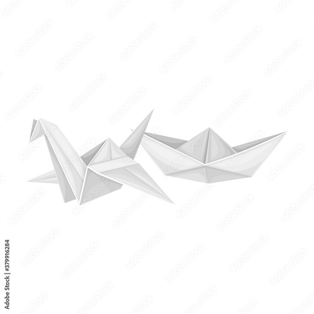 Origami Paper Shapes and Figures as Creative Hobby Vector Illustration Origami Paper Shapes and Figures as Creative Hobby Vector Illustration