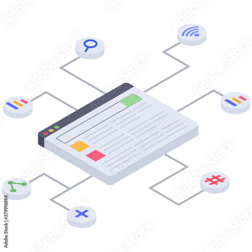 
Web function icon isometric design.
