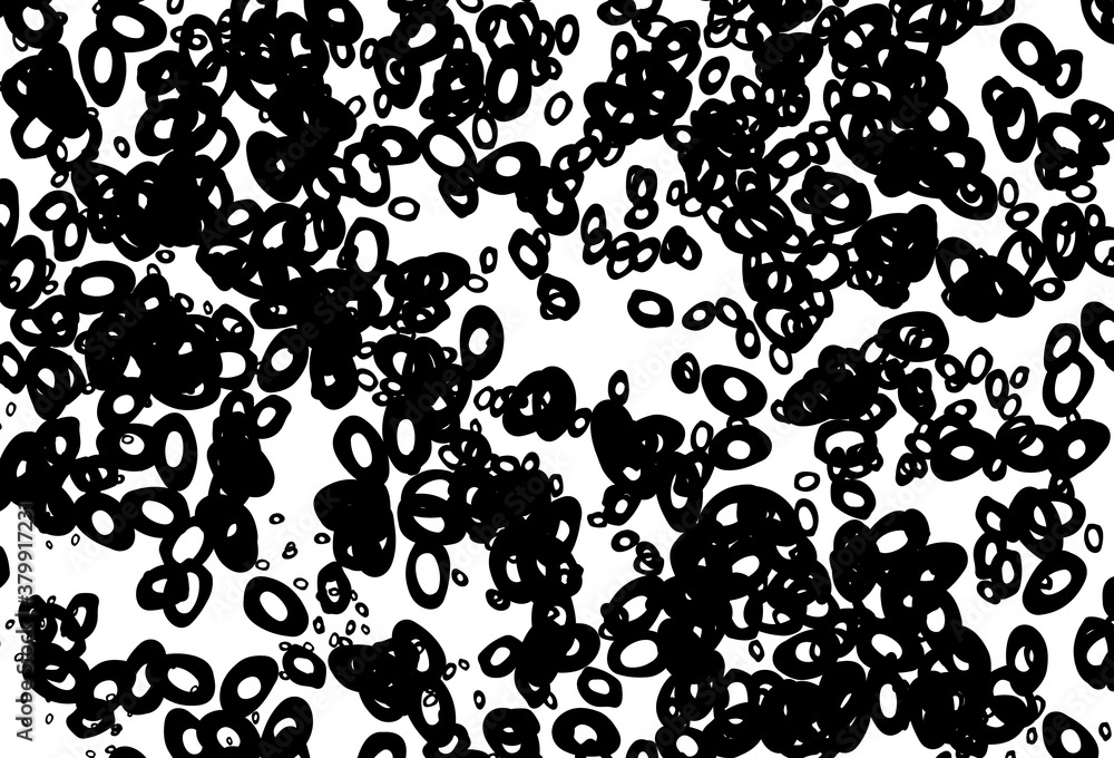 Black and white vector background with bubbles.