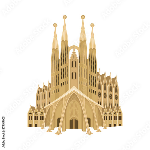 Foto Spain Cathedral Church or Dom as Country Landmark Vector Illustration