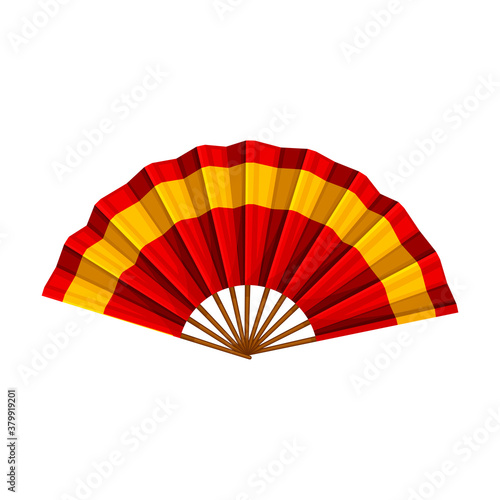 Hand Fan Colored in Red and Yellow as Spain Symbol Vector Illustration