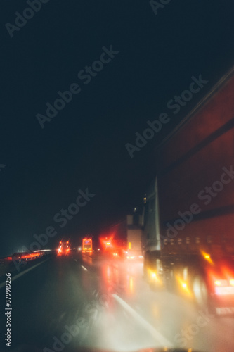 Driving with Rain in a Highway photo