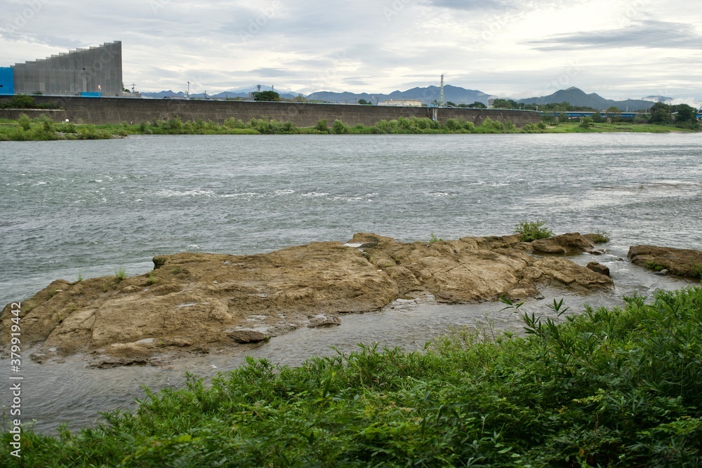The view of Kiso river in Japan.