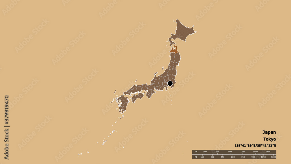 Location of Aomori, prefecture of Japan,. Pattern