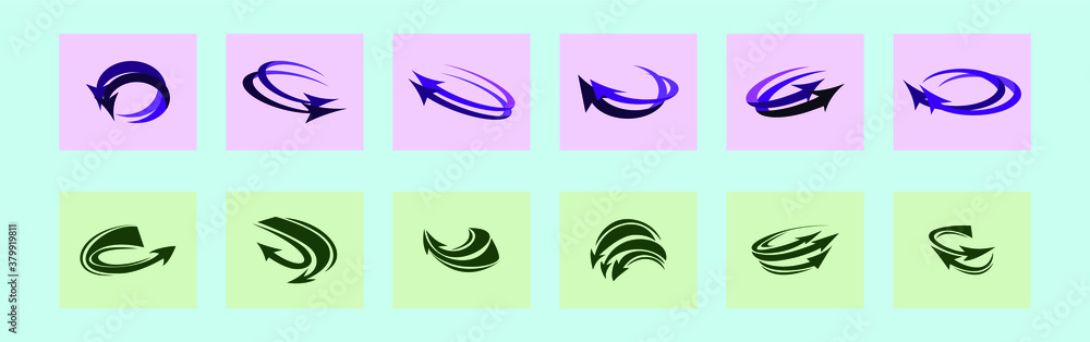 set of arrow cartoon icon design template with various models. vector illustration isolated on blue background set of arrow cartoon icon design template with various models. vector illustration isolated on blue background