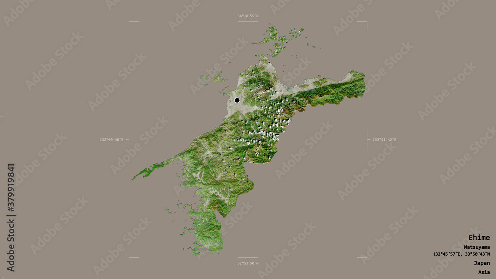 Ehime - Japan. Bounding box. Satellite Ehime - Japan. Bounding box. Satellite