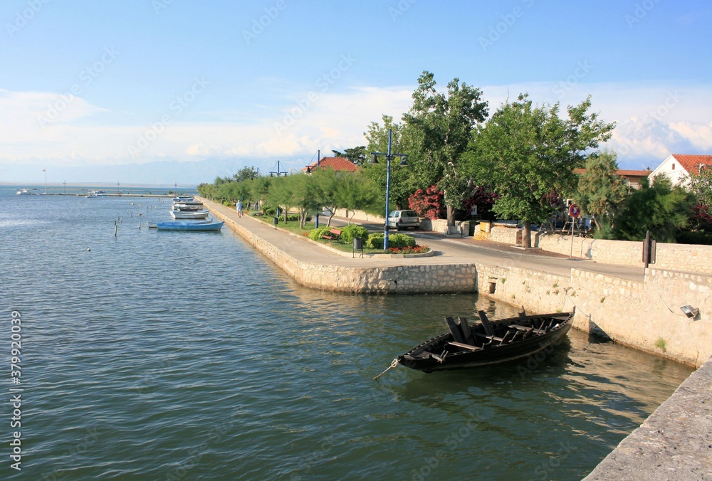 Fototapeta premium path near the sea, small Roman city Nin, Croatia