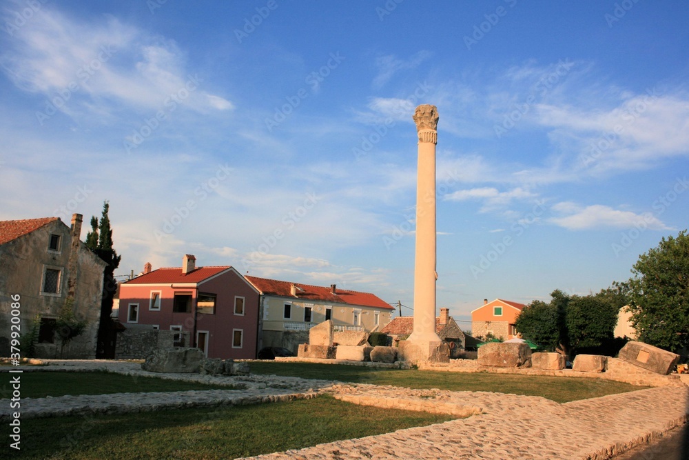 view in the small Roman city Nin, Croatia