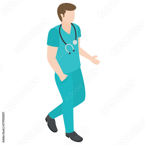 
Radiologist doctor character isometric design.  
