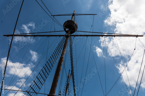 Replica of a Portugees ship in the port of Melaka, old town in Malaysia photo