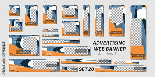 Set of web banners in standard sizes, vector design template
