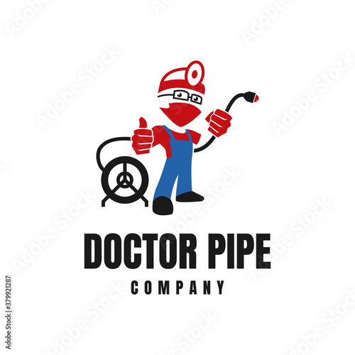 modern doctor pipe illustration logo design symbol sign template vector company