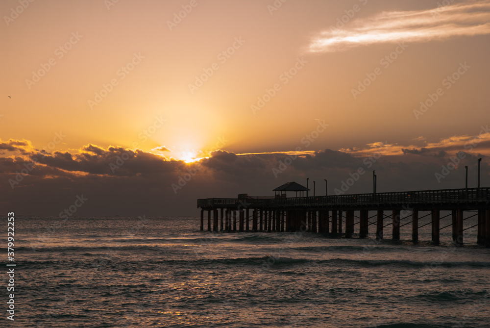 sunrise over North Miami beach pier in Maimi Florida 
