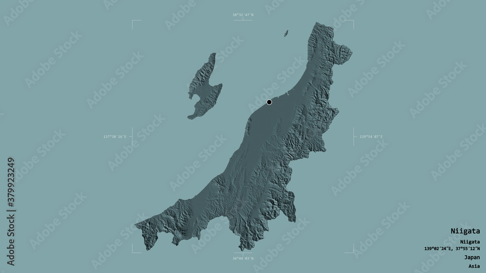 Niigata - Japan. Bounding box. Administrative