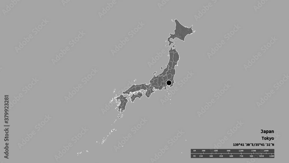 Location of Niigata, prefecture of Japan,. Bilevel