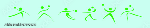 set of handball player sports cartoon icon design template with various models for logo and more. vector illustration isolated on blue background