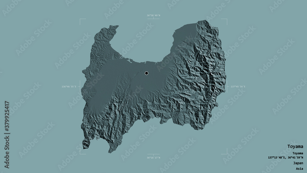 Obraz premium Toyama - Japan. Bounding box. Administrative