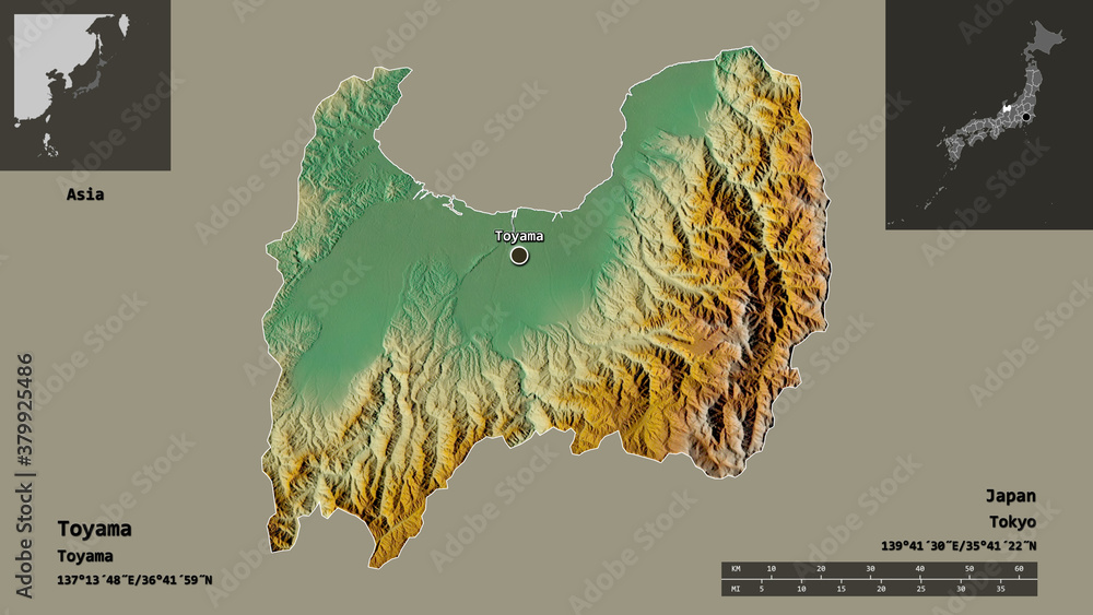 Obraz premium Toyama, prefecture of Japan,. Previews. Relief